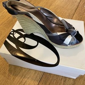 Nine West wedges black & white plaid
